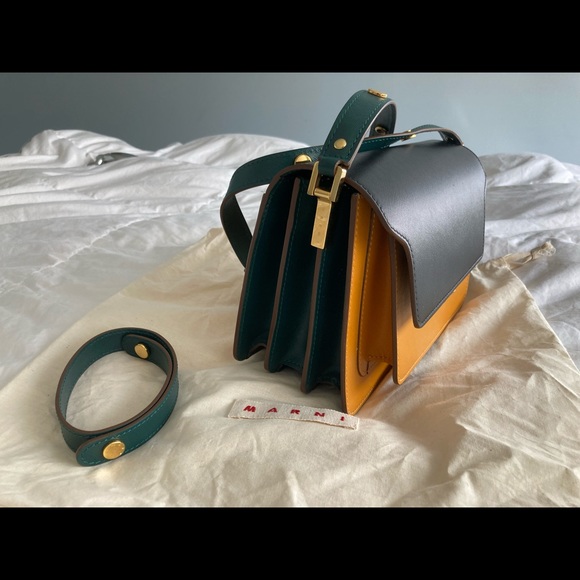Marni medium Trunk shoulder bag black+yellow+green - Picture 5 of 7